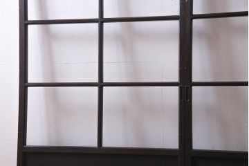 アンティーク家具　昭和初期　シックなインテリアと相性の良いガラス戸2枚セット(引き戸、建具)(R-037672)