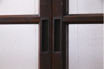 アンティーク家具　昭和初期　シックなインテリアと相性の良いガラス戸2枚セット(引き戸、建具)(R-037672)
