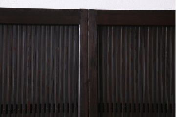 アンティーク建具　当店オリジナルガラス　レトロシックな格子戸2枚セット(建具、引き戸、ガラス帯戸)(R-037674)