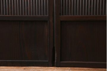 アンティーク建具　当店オリジナルガラス　レトロシックな格子戸2枚セット(建具、引き戸、ガラス帯戸)(R-037674)