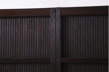 アンティーク建具　当店オリジナルガラス　レトロシックな格子戸2枚セット(建具、引き戸、ガラス帯戸)(R-037674)