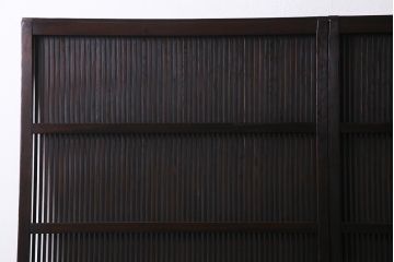 アンティーク建具　当店オリジナルガラス　レトロシックな格子戸2枚セット(建具、引き戸、ガラス帯戸)(R-037674)