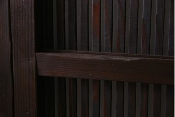 アンティーク建具　当店オリジナルガラス　レトロシックな格子戸2枚セット(建具、引き戸、ガラス帯戸)(R-037674)