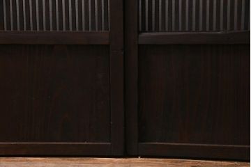 アンティーク建具　当店オリジナルガラス　レトロシックな格子戸2枚セット(建具、引き戸、ガラス帯戸)(R-037674)