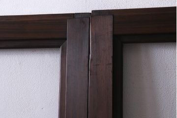 アンティーク建具　大正昭和初期　上品なデザインがシックなガラス戸2枚セット(建具、引き戸)(R-037675)