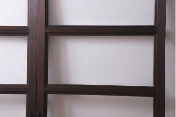アンティーク建具　大正昭和初期　上品なデザインがシックなガラス戸2枚セット(建具、引き戸)(R-037675)
