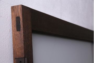 アンティーク建具　大正昭和初期　すりガラス　レトロで趣溢れるガラス扉(ドア)(R-037676)