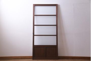 アンティーク建具　大正昭和初期　すりガラス　レトロで趣溢れるガラス扉(ドア)(R-037676)