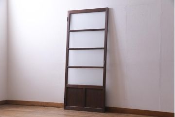 アンティーク建具　大正昭和初期　すりガラス　レトロで趣溢れるガラス扉(ドア)(R-037676)