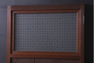 アンティーク建具　昭和初期　当店オリジナルガラス入り　趣溢れる和レトロな木製扉(ガラス扉、ドア)(R-037677)