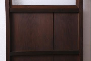 アンティーク建具　昭和初期　当店オリジナルガラス入り　趣溢れる和レトロな木製扉(ガラス扉、ドア)(R-037677)