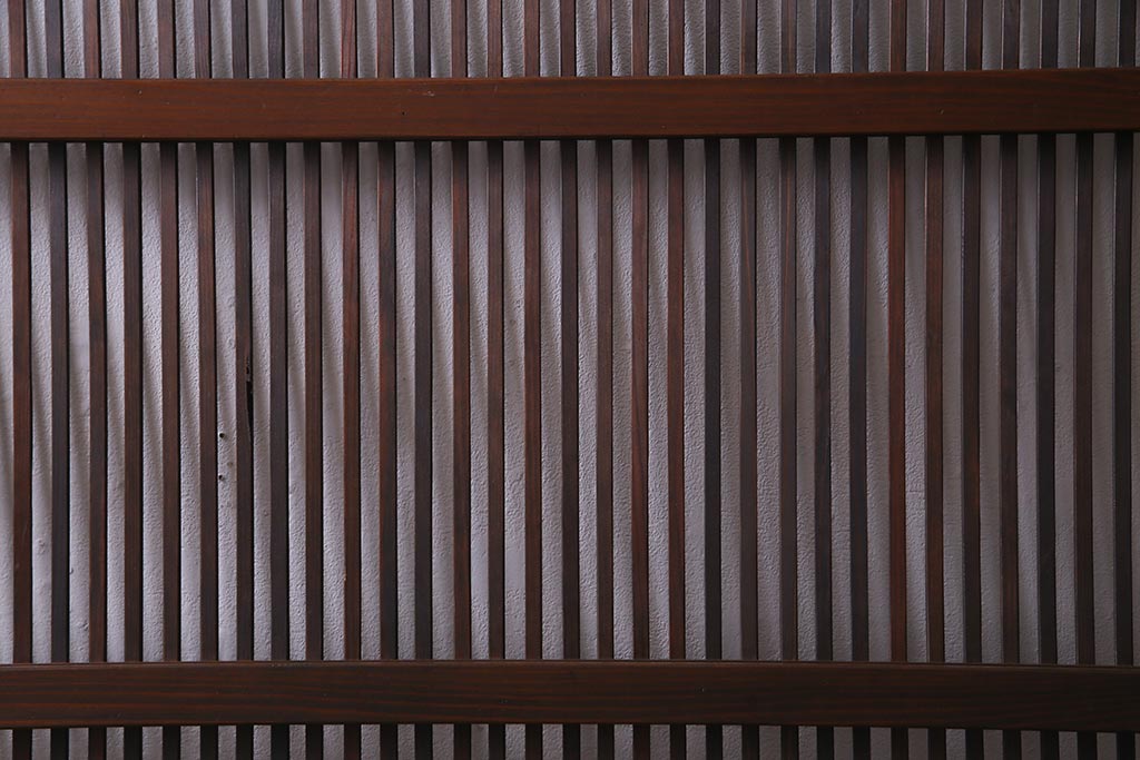 アンティーク建具　当店オリジナルガラス　色ガラスがアクセントの大正ロマンに合う格子戸2枚セット(ガラス帯戸、引き戸、建具)(R-037678)