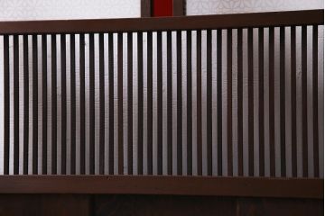 アンティーク建具　当店オリジナルガラス　色ガラスがアクセントの大正ロマンに合う格子戸2枚セット(ガラス帯戸、引き戸、建具)(R-037678)