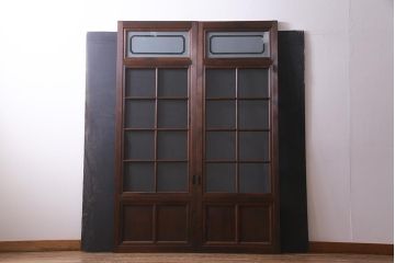 アンティーク建具　高級品　シックな空間にぴったりな上手物のガラス戸2枚セット(建具、引き戸)(R-037679)