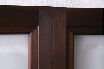 アンティーク建具　高級品　シックな空間にぴったりな上手物のガラス戸2枚セット(建具、引き戸)(R-037679)