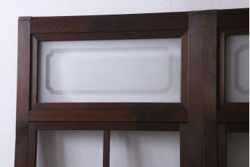 アンティーク建具　高級品　シックな空間にぴったりな上手物のガラス戸2枚セット(建具、引き戸)(R-037679)