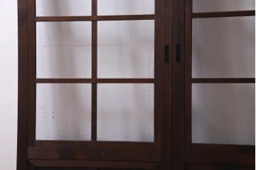 アンティーク建具　高級品　シックな空間にぴったりな上手物のガラス戸2枚セット(建具、引き戸)(R-037679)