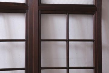 アンティーク建具　当店オリジナルガラス　高級品　シックな空間にぴったりな上手物のガラス戸2枚セット(建具、引き戸)(R-037680)