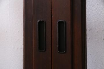 アンティーク建具　当店オリジナルガラス　高級品　シックな空間にぴったりな上手物のガラス戸2枚セット(建具、引き戸)(R-037680)