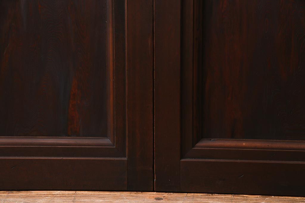 アンティーク建具　当店オリジナルガラス　高級品　シックな空間にぴったりな上手物のガラス戸2枚セット(建具、引き戸)(R-037680)