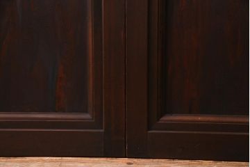 アンティーク建具　当店オリジナルガラス　高級品　シックな空間にぴったりな上手物のガラス戸2枚セット(建具、引き戸)(R-037680)