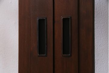 アンティーク建具　当店オリジナルガラス　高級品　シックな空間にぴったりな上手物のガラス戸2枚セット(建具、引き戸)(R-037680)