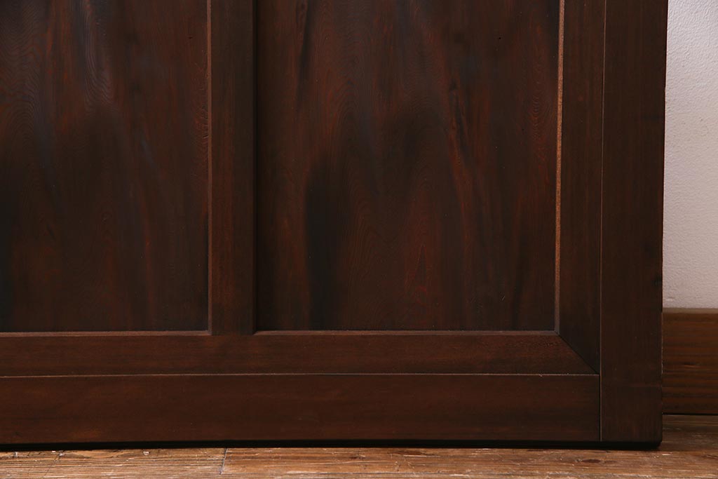 アンティーク建具　当店オリジナルガラス　高級品　シックな空間にぴったりな上手物のガラス戸2枚セット(建具、引き戸)(R-037680)