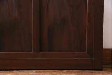 アンティーク建具　当店オリジナルガラス　高級品　シックな空間にぴったりな上手物のガラス戸2枚セット(建具、引き戸)(R-037680)