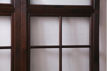 アンティーク建具　当店オリジナルガラス　高級品　シックな空間にぴったりな上手物のガラス戸2枚セット(建具、引き戸)(R-037681)