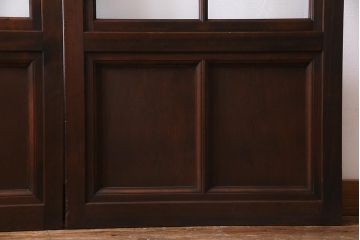 アンティーク建具　当店オリジナルガラス　高級品　シックな空間にぴったりな上手物のガラス戸2枚セット(建具、引き戸)(R-037681)