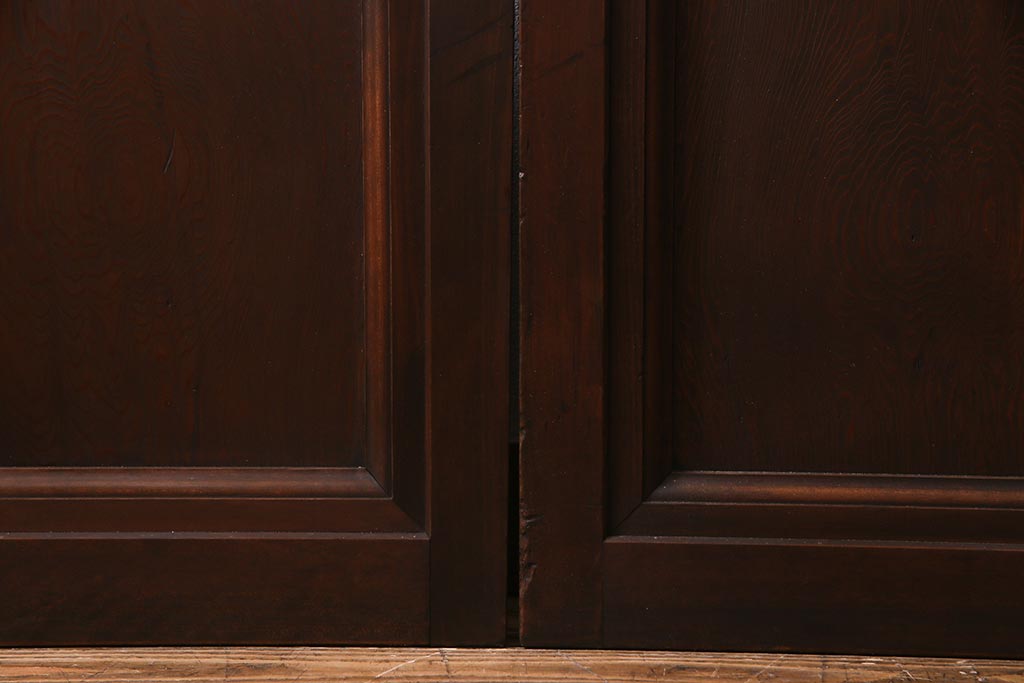 アンティーク建具　当店オリジナルガラス　高級品　シックな空間にぴったりな上手物のガラス戸2枚セット(建具、引き戸)(R-037681)