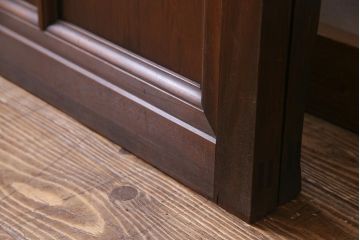 アンティーク建具　当店オリジナルガラス　高級品　シックな空間にぴったりな上手物のガラス戸2枚セット(建具、引き戸)(R-037681)