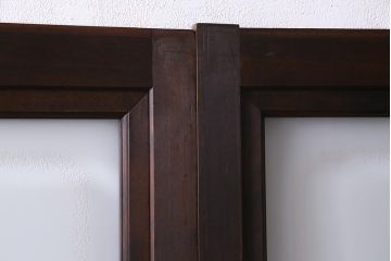 アンティーク建具　当店オリジナルガラス　高級品　シックな空間にぴったりな上手物のガラス戸2枚セット(建具、引き戸)(R-037682)