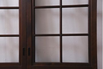 アンティーク建具　当店オリジナルガラス　高級品　シックな空間にぴったりな上手物のガラス戸2枚セット(建具、引き戸)(R-037682)