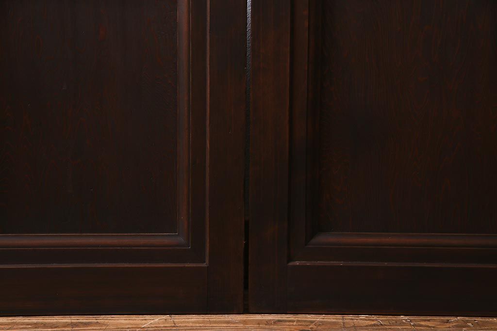 アンティーク建具　当店オリジナルガラス　高級品　シックな空間にぴったりな上手物のガラス戸2枚セット(建具、引き戸)(R-037682)