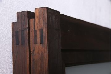 アンティーク建具　当店オリジナルガラス　高級品　シックな空間にぴったりな上手物のガラス戸2枚セット(建具、引き戸)(R-037682)