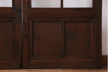 アンティーク建具　当店オリジナルガラス　高級品　シックな空間にぴったりな上手物のガラス戸2枚セット(建具、引き戸)(R-037682)