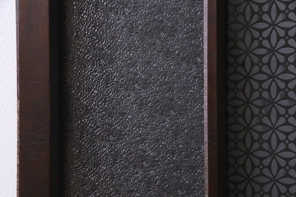 アンティーク建具　当時物色ガラス入り　レトロモダンな引き戸1枚(建具、ガラス戸)(R-037683)