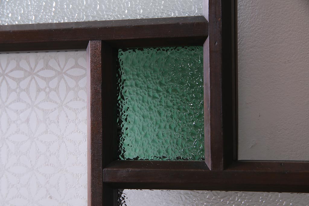 アンティーク建具　当時物色ガラス入り　レトロモダンな引き戸1枚(建具、ガラス戸)(R-037683)