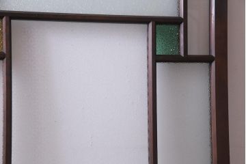 アンティーク建具　当時物色ガラス入り　レトロモダンな引き戸1枚(建具、ガラス戸)(R-037683)