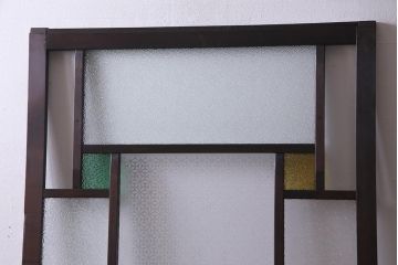 アンティーク建具　当時物色ガラス入り　レトロモダンな引き戸1枚(建具、ガラス戸)(R-037683)