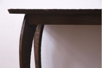 中古　伝統工芸　軽井沢彫り　優美な意匠が施された和モダンのサイドテーブル(飾り台)(R-037686)