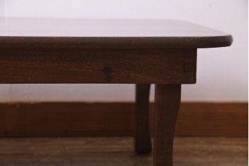 アンティーク家具　和製アンティーク　昭和初期　栓材　素朴なぬくもりが魅力のレトロな角ちゃぶ台(座卓、ローテーブル、花台)(R-037689)