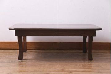 アンティーク家具　和製アンティーク　昭和初期　栓材　素朴なぬくもりが魅力のレトロな角ちゃぶ台(座卓、ローテーブル、花台)(R-037689)