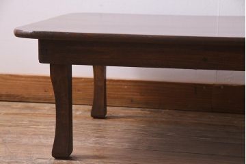 アンティーク家具　和製アンティーク　昭和初期　栓材　素朴なぬくもりが魅力のレトロな角ちゃぶ台(座卓、ローテーブル、花台)(R-037689)