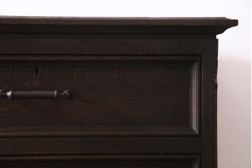 中古　ビンテージ家具　神戸洋家具　永田良介商店　和洋折衷の空間に馴染むS型整理タンス・6段(引き出し、チェスト)(定価約41万円)(R-037693)