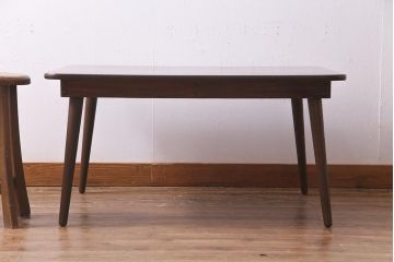 レトロ家具　ちゃぶ台リメイク　栓材　味のあるシンプルなセンターテーブル(ローテーブル)(R-037694)