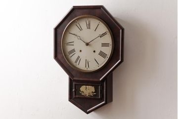 アンティーク雑貨　E.N.WELCH(ウェルチ)　電池式　PENDULUM OCTAGON　八角合長　掛け時計(振り子時計、柱時計)(R-037698)