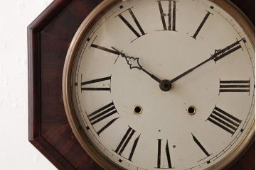 アンティーク雑貨　E.N.WELCH(ウェルチ)　電池式　PENDULUM OCTAGON　八角合長　掛け時計(振り子時計、柱時計)(R-037698)