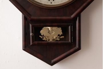 アンティーク雑貨　E.N.WELCH(ウェルチ)　電池式　PENDULUM OCTAGON　八角合長　掛け時計(振り子時計、柱時計)(R-037698)